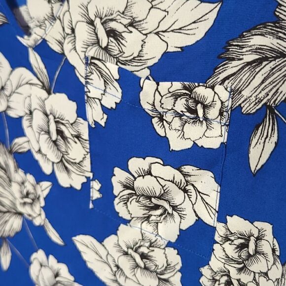 Pink Rose Blue V Neck Blouse - Picture 3 of 7